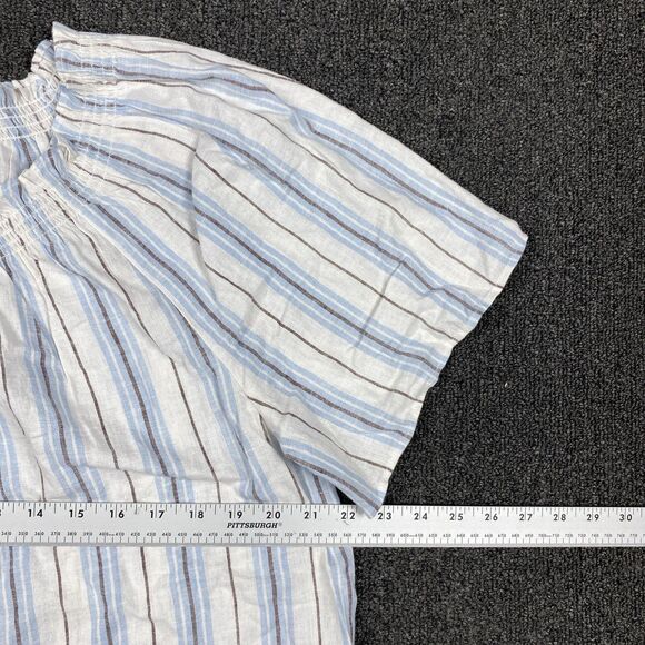 NEW Loft Blouse Linen Blend Women’s Multicolor Short Sleeve Top Size Large - Picture 4 of 6